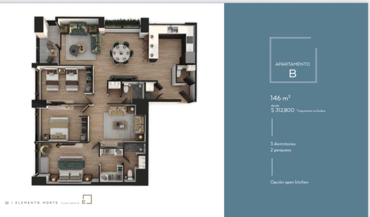 Apartamento en venta Edificio Elemento Norte zona 13 con 4 habitaciones!!! — foto 2 de 7